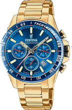 Festina F20634/3 Horloge Cab Chrono staal goudkleurig-blauw 45 mm