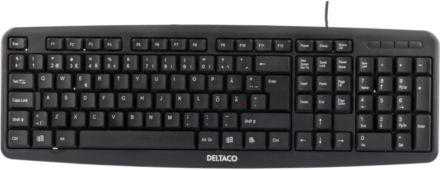 Deltaco tangentbord, nordisk layout, USB, svart