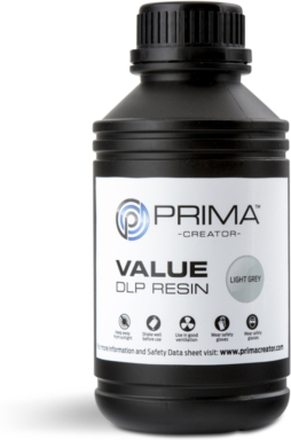 UV-harts - Ljusgrå - 500 ml - PrimaCreator Value DLP Resin