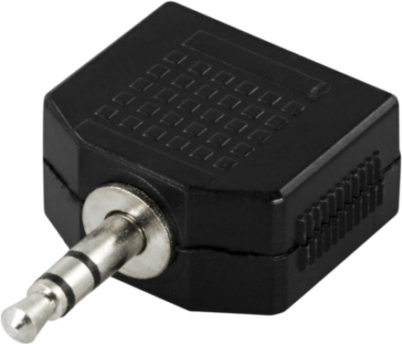 DELTACO Y-adapter för ljud, 1 x 3,5 mm ha till 2 x 3,5 mm ho