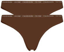 Calvin Klein Truser 2P One Cotton Stretch Thong Mørkbrun bomull Medium Dame