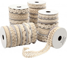 Dekorationsband, cream, B: 6-18 mm, 56x0,9 m/ 1 frp.