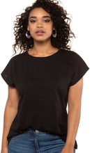 Große Größen Basic-Shirt Damen (Größe 42 44, schwarz) Rundhals | Baumwolle