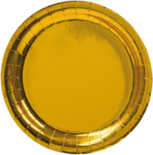 8 stk Metallisk Gullfarget Papptallerkener 23 cm