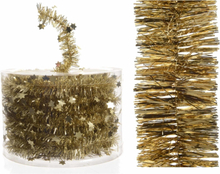Set van kerstboom sterren folie slinger goud 700 cm en gouden kerstslinger 270 cm