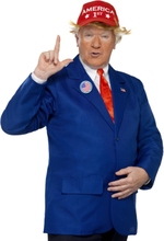Donald Trump Sett med Kostymejakke, Caps, Slips og Pin - Strl M