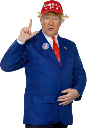 Donald Trump Sett med Kostymejakke, Caps, Slips og Pin - Strl XL