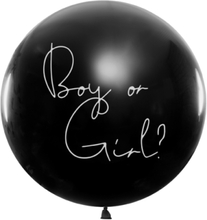Svart Boy or Girl? Ballong med Blå Konfetti 1 meter