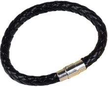 Armband - Läder flätat magnet svart 20cm | Unisex