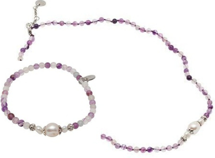 Pearls for Girls halsband och armband, set lila