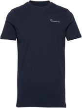 Regular Trademark Chest Print T-Shi T-shirts Short-sleeved Marineblå Knowledge Cotton Apparel*Betinget Tilbud