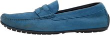 Dolce; Gabbana Blue Nubuck Leather Penny Slip on Loafers