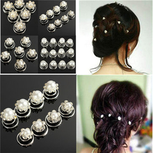 12 Pcs Wedding Bridal Crystal Faux Pearl Flower Hair Coils Twists Spins Pins