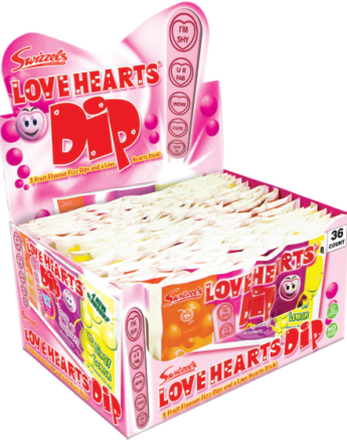 Swizzels Love Hearts Dip med 3 Smaker - Ask med 36 stk