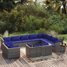 vidaXL Loungegrupp för trädgården med dynor 12 delar konstrotting grå
