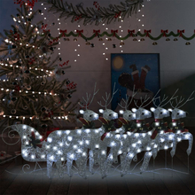vidaXL Reinsdyr og slede juledekorasjon 140 lysdioder utendørs sølv