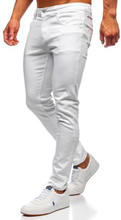 Białe jeansowe spodnie męskie skinny fit Denley KX576-12