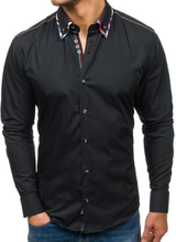 Koszula męska elegancka z długim rękawem czarna Bolf 3701