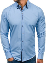 Koszula męska elegancka z długim rękawem błękitna Bolf 4706