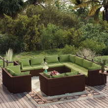 vidaXL Loungegrupp för trädgården med dynor 12 delar konstrotting brun