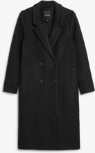 Notch lapel wool blend coat - Black
