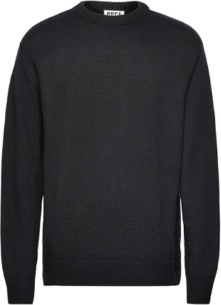Over D Merino Wool Sweater Designers Knitwear Round Necks Black Hope