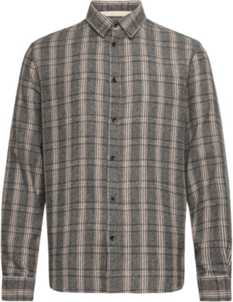 Akleif L/S Y/D Stripe Shirt Tops Shirts Casual Grey Anerkjendt