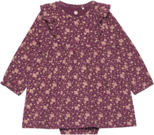 Body Dress Ls Flower Dresses & Skirts Dresses Baby Dresses Long-sleeved Baby Dresses Purple En Fant