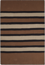 Striped Knitted Cotton Throw Home Textiles Cushions & Blankets Blankets & Throws Brun Lexington Home*Betinget Tilbud