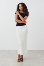 Gina Tricot - Rib slit skirt - kjolar - White - XL - Female