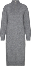 "Objminna L/S Zip Knit Dress Dresses Knitted Dresses Grey Object"