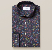 Eton Super Slim fit Marinblå skjorta med blommande dal