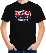 Zwart t-shirt usa / Amerika supporter EK/ WK voor kinderen