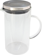 1x Glazen schenkkannen / waterkannen 1 liter met RVS dop en handvat