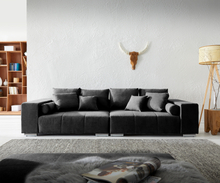 DELIFE Big-Sofa Marbeya 285x115 cm zwart met 10 Kussens XXL