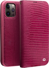 Qialino - echt lederen luxe wallet hoes - iPhone 12 Pro Max - Croco Roze