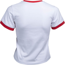 Pokémon Pokédex Charmander #0004 Women's Cropped Ringer T-Shirt - White Red - L