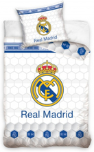 Real Madrid dekbedovertrek 140 x 200 cm wit
