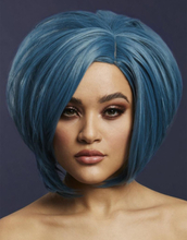 Savanna Deluxe Wig - Kan Styles! - Petrol Blå Parykk med Asymmetrisk Bob-Frisyre