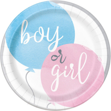 8 stk Boy or Girl Gender Reveal Papptallerkener 22 cm