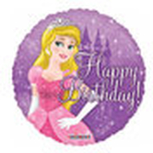 Folie ballon Happy Birthday met een prinses 46 cm doorsnee