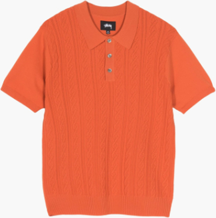 Stussy - Cable Short Sleeve Polo - Orange - L