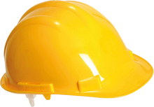 Set van 2x stuks veiligheidshelmen/bouwhelmen hoofdbescherming geel verstelbaar 55-62 cm