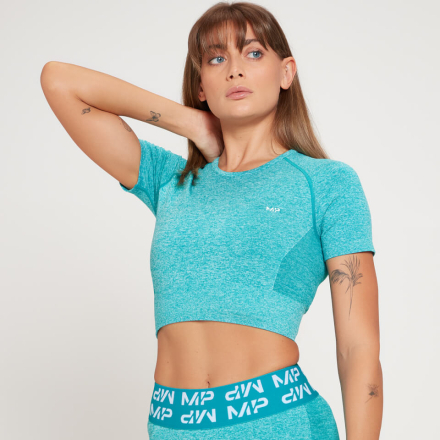 MP Curve Crop kortærmet T-shirt til kvinder - Lagoon - XL