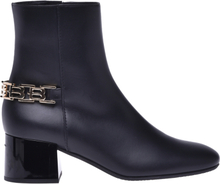 Black calfskin ankle boots