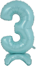 Sifferballong med Ställning Pastellblå - Siffra 3