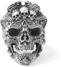 Stor tung ring med döskallar punk rock goth silver
