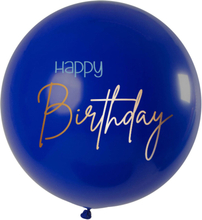 Stor Happy Birthday Ballong Mörkblå & Guld