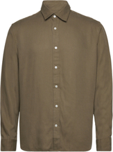 Slhregowen-Jobo Tencel Shirt Ls Tops Shirts Casual Khaki Green Selected Homme