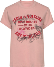 Zoe Blason Flowers T-shirts & Tops Short-sleeved Rosa Zadig & Voltaire*Betinget Tilbud